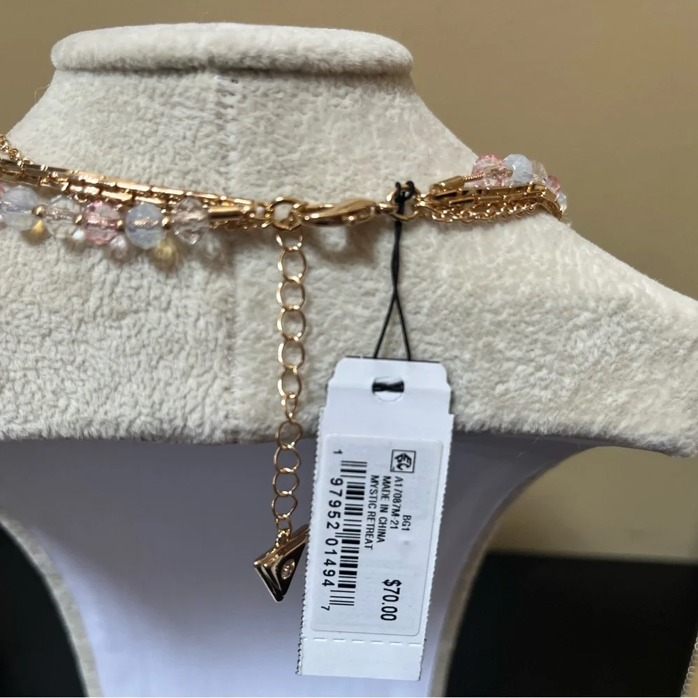 New! Guess Gold-Tone Mixed Stone Layered
Necklace, 16 2 extender - Picture 5 of 10